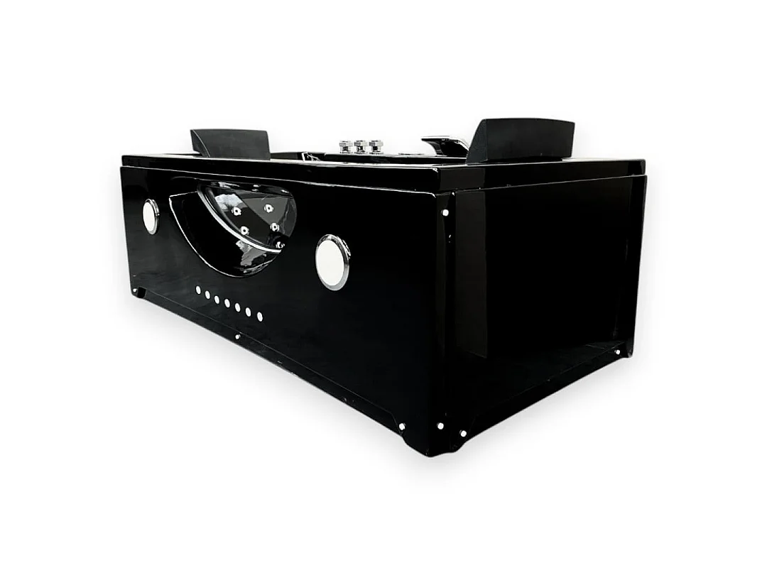 Black Whirlpool Bathtub with Chromotherapy 180 x 90 cm, 16 Jets – Gardenia
