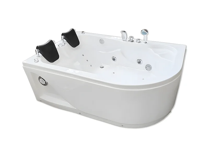 Whirlpoolbadewanne 170 x 115 cm weiß für 2 Personen 15 Düsen - Tulip