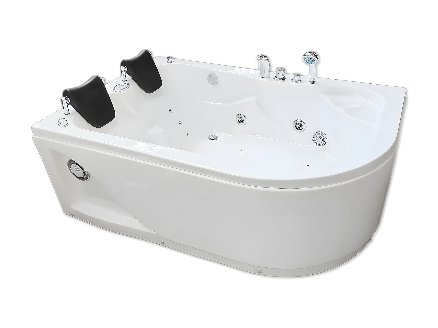 Whirlpoolbadewanne 170 x 115 cm weiß für 2 Personen 15 Düsen - Tulip