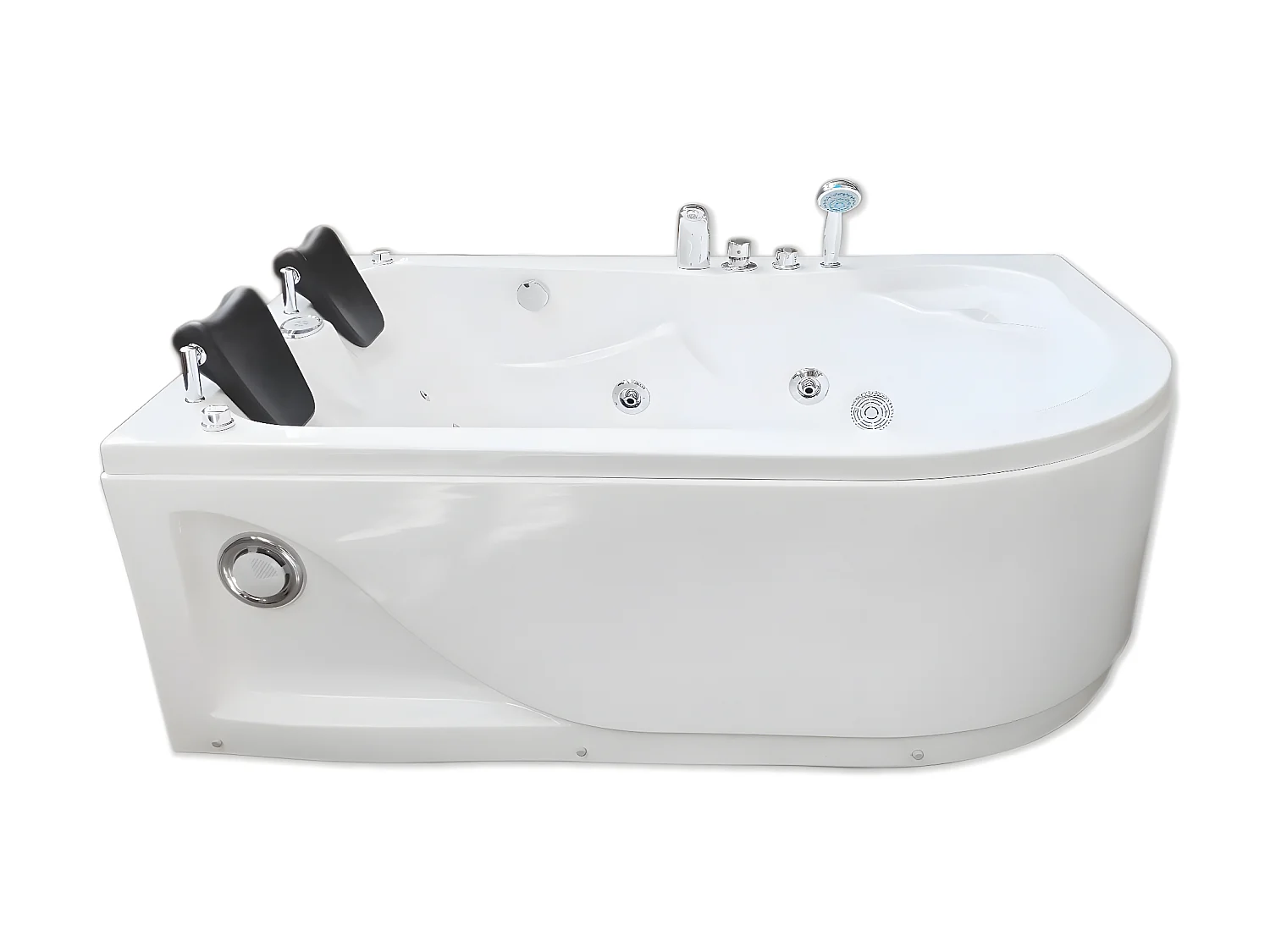 Whirlpoolbadewanne 170 x 115 cm weiß für 2 Personen 15 Düsen - Tulip