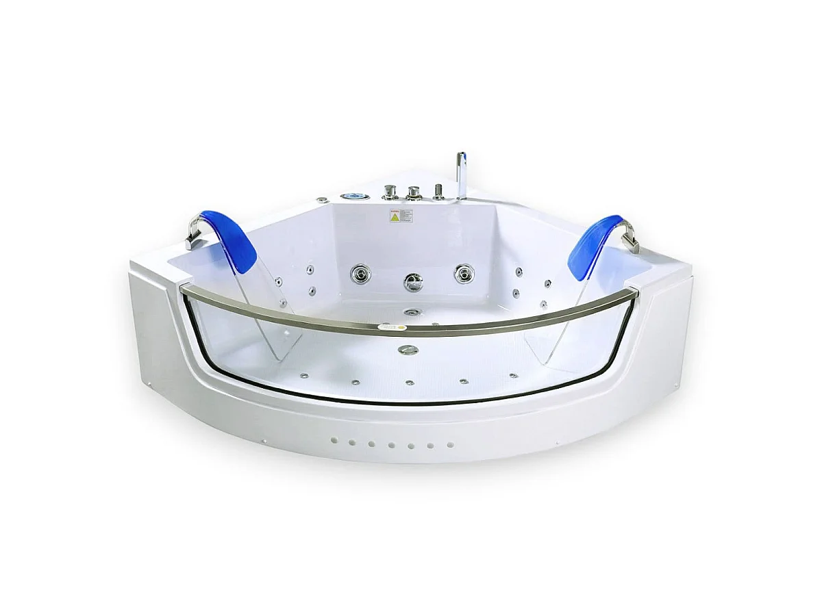Baignoire hydromassage blanc pompe double 152 X 152 cm 19 jets – Calliope