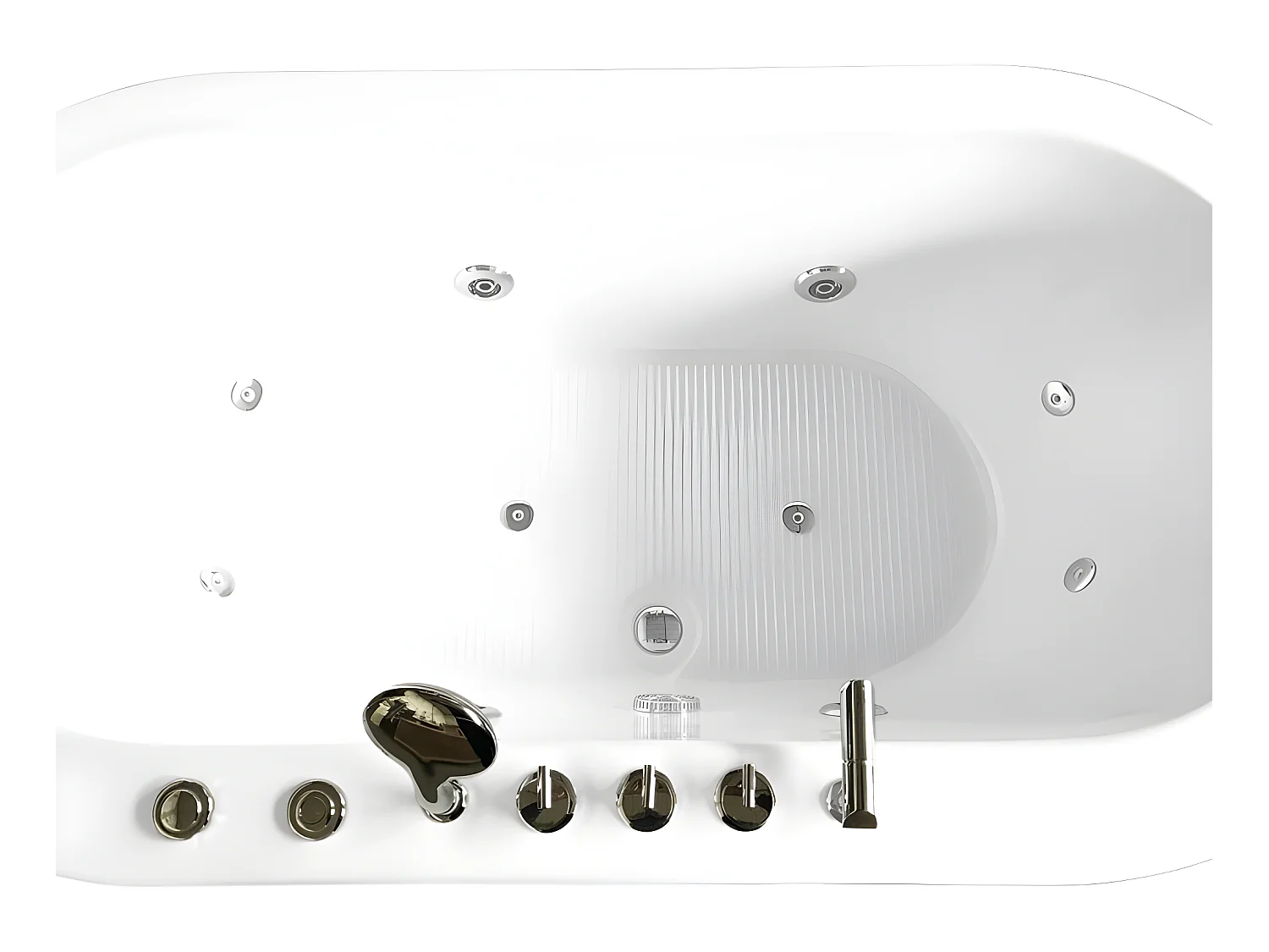 Vrijstaand wit ovaal whirlpoolbad 185 x 95 cm 10 jets – Perlie