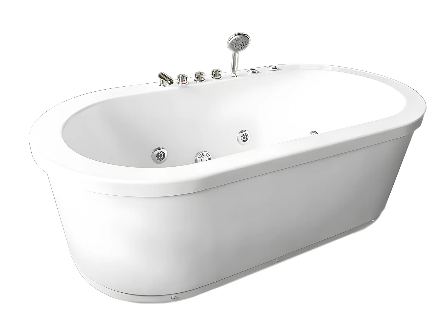 Weißer freistehender Whirlpool 185 x 95 cm 10 Düsen - Perlie