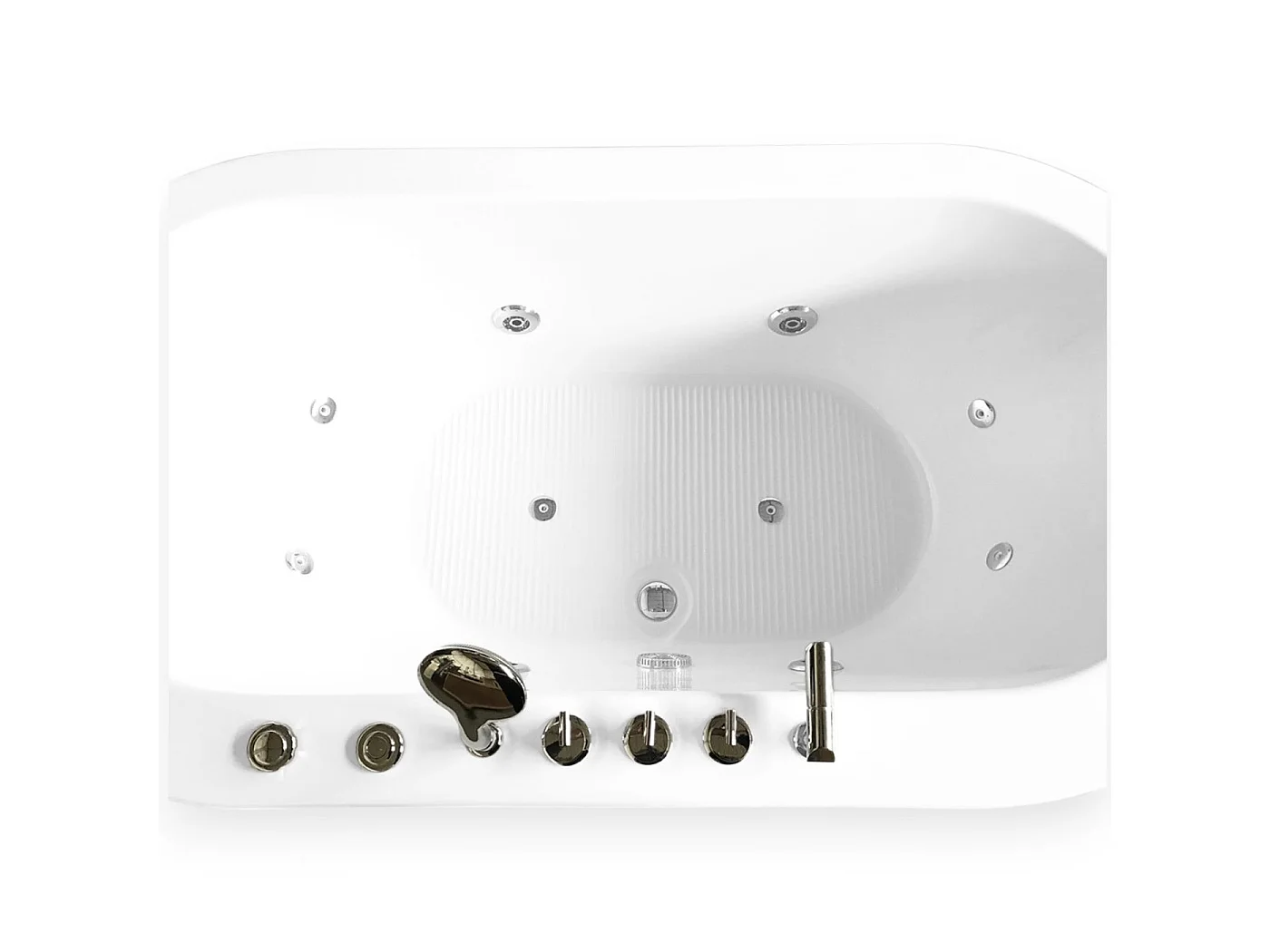 Baignoire ilôt hydromassage ovale blanche 185 x 95cm 10 jets – Perlie