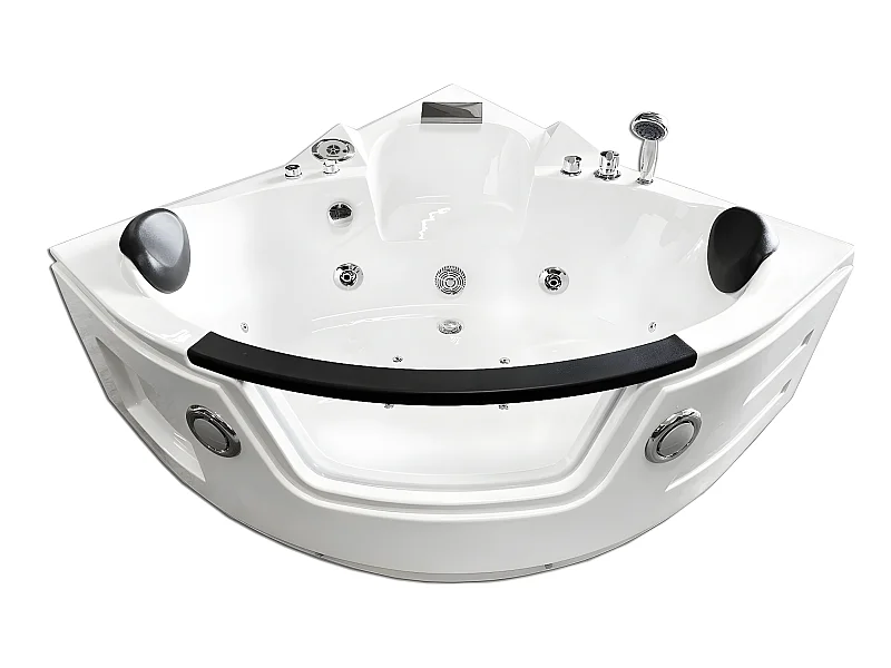 Whirlpoolbadewanne 135 x 135 cm weiß Chromotherapie 20 Düsen - Azalea