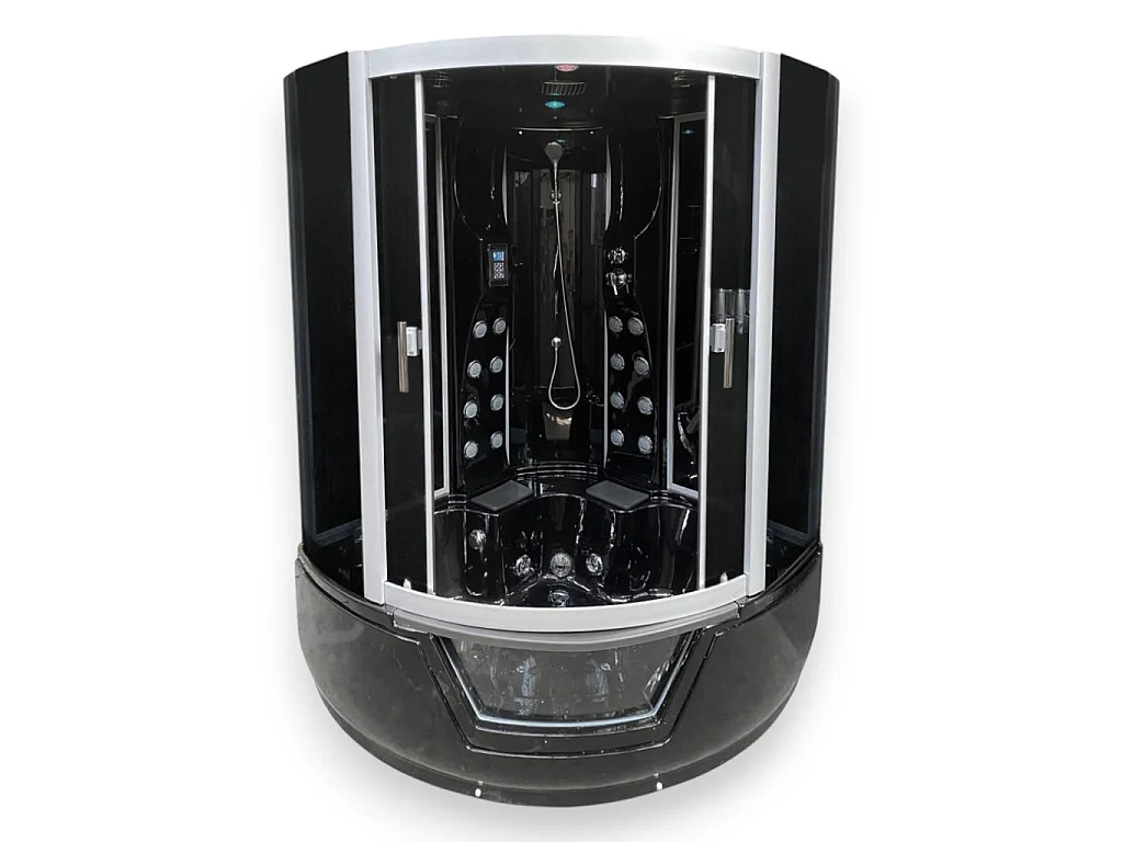 Baignoire-douche hydromassante d’angle noir 150 × 150 cm – Black Narciso