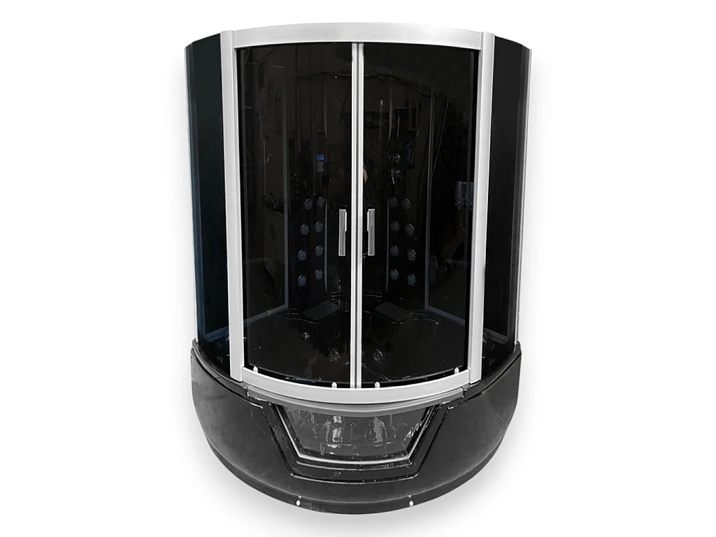 Baignoire-douche hydromassante d’angle noir 150 × 150 cm – Black Narciso