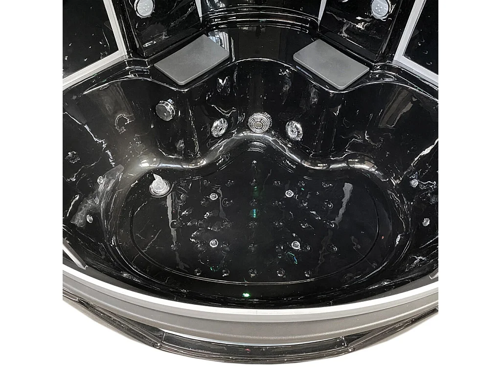 Baignoire-douche hydromassante d’angle noir 150 × 150 cm – Black Narciso