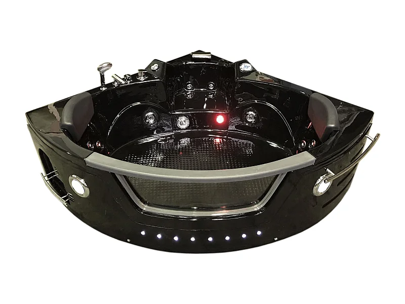 Whirlpoolbadewanne 150 x 150 cm Schwarz Chromotherapie 12 Düsen - Papaver