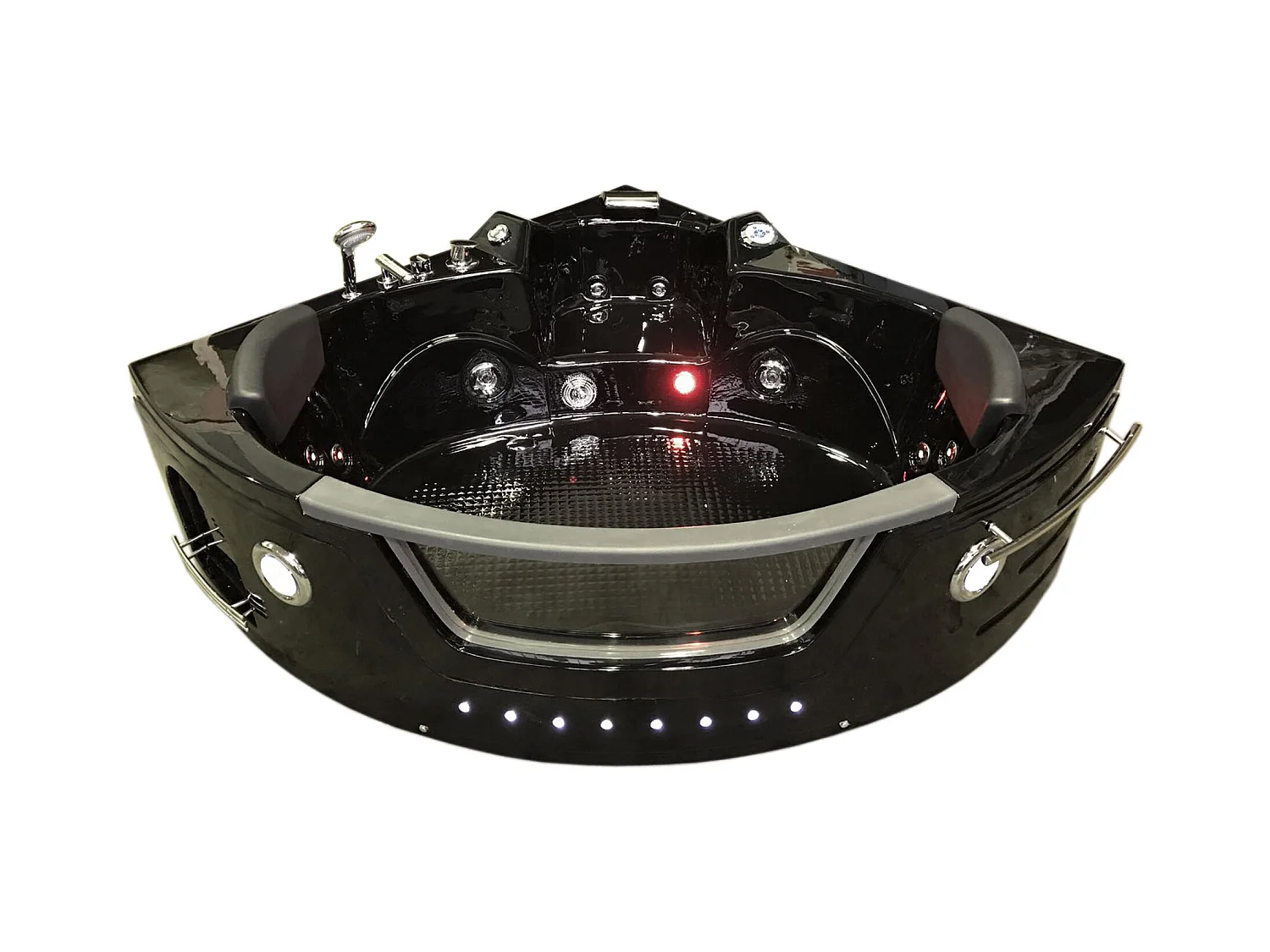 Whirlpoolbadewanne 150 x 150 cm Schwarz Chromotherapie 12 Düsen - Papaver