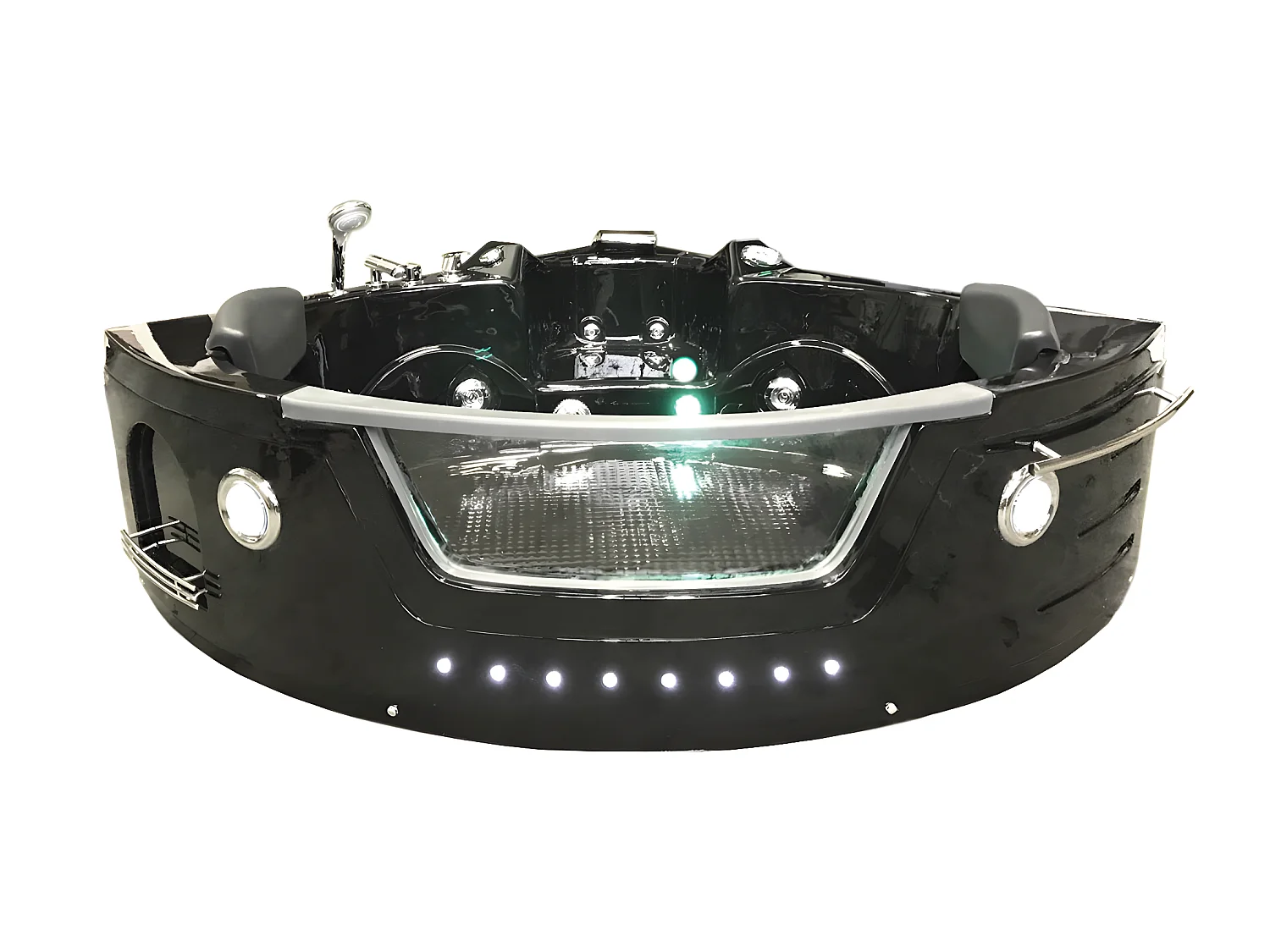 Whirlpoolbadewanne 150 x 150 cm Schwarz Chromotherapie 12 Düsen - Papaver