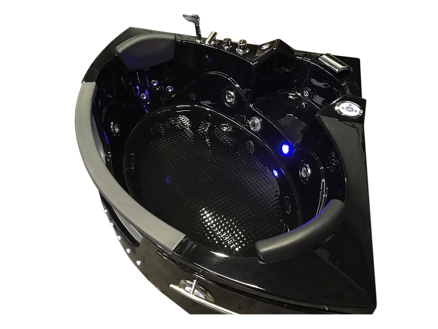 Whirlpoolbadewanne 150 x 150 cm Schwarz Chromotherapie 12 Düsen - Papaver