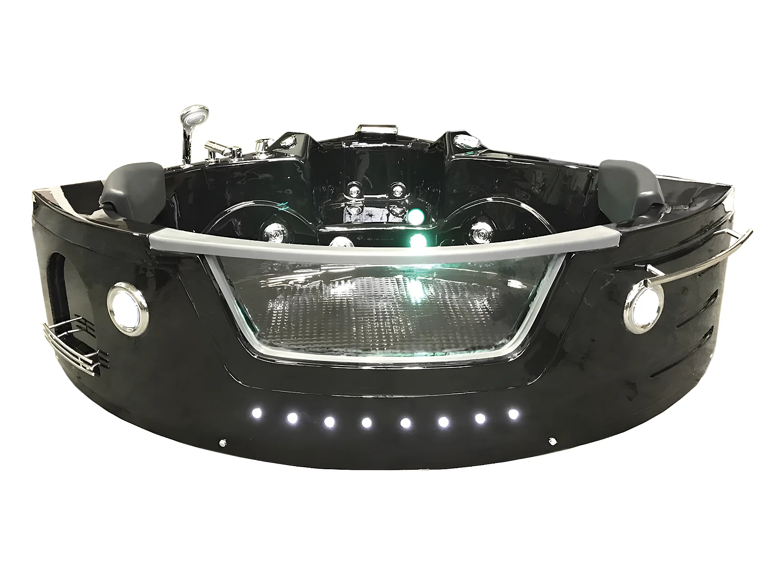 Vasca idromassaggio nera 150 x 150 cm Cromoterapia 12 getti – Papaver