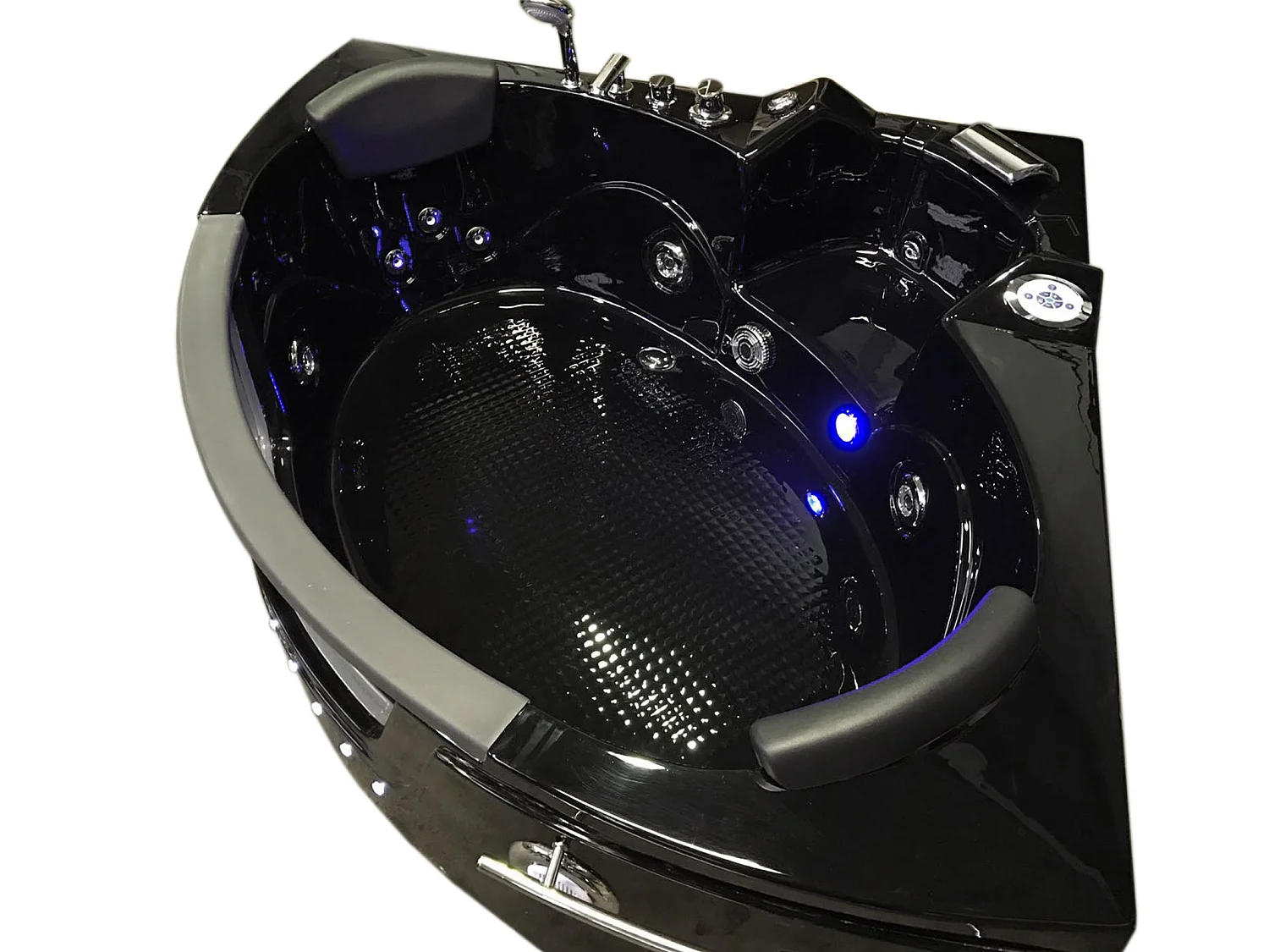 Vasca idromassaggio nera 150 x 150 cm Cromoterapia 12 getti – Papaver