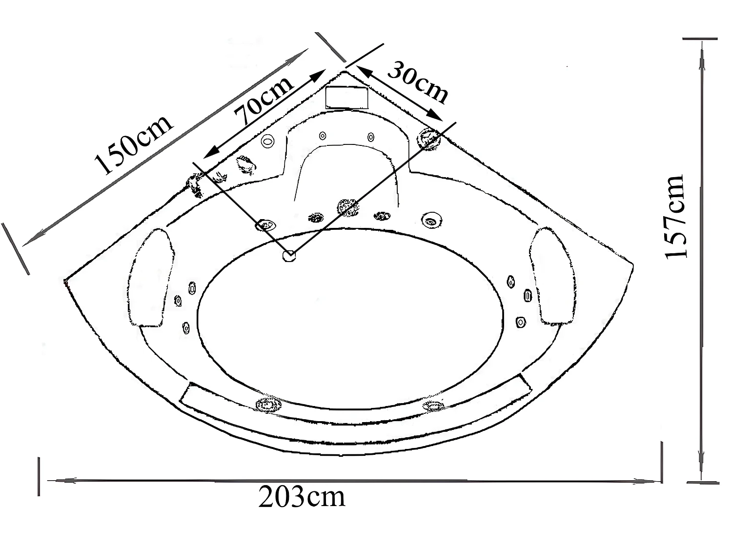Vasca idromassaggio nera 150 x 150 cm Cromoterapia 12 getti – Papaver