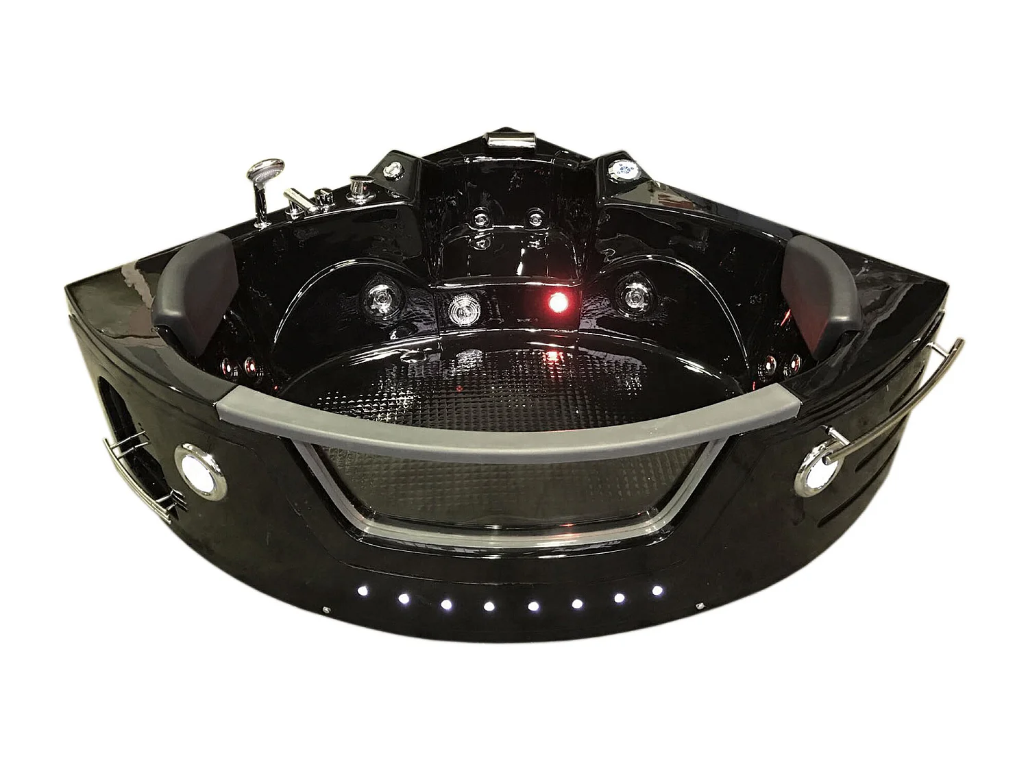 Zwart bubbelbad 150 x 150 cm Chromotherapie 12 jets – Papaver