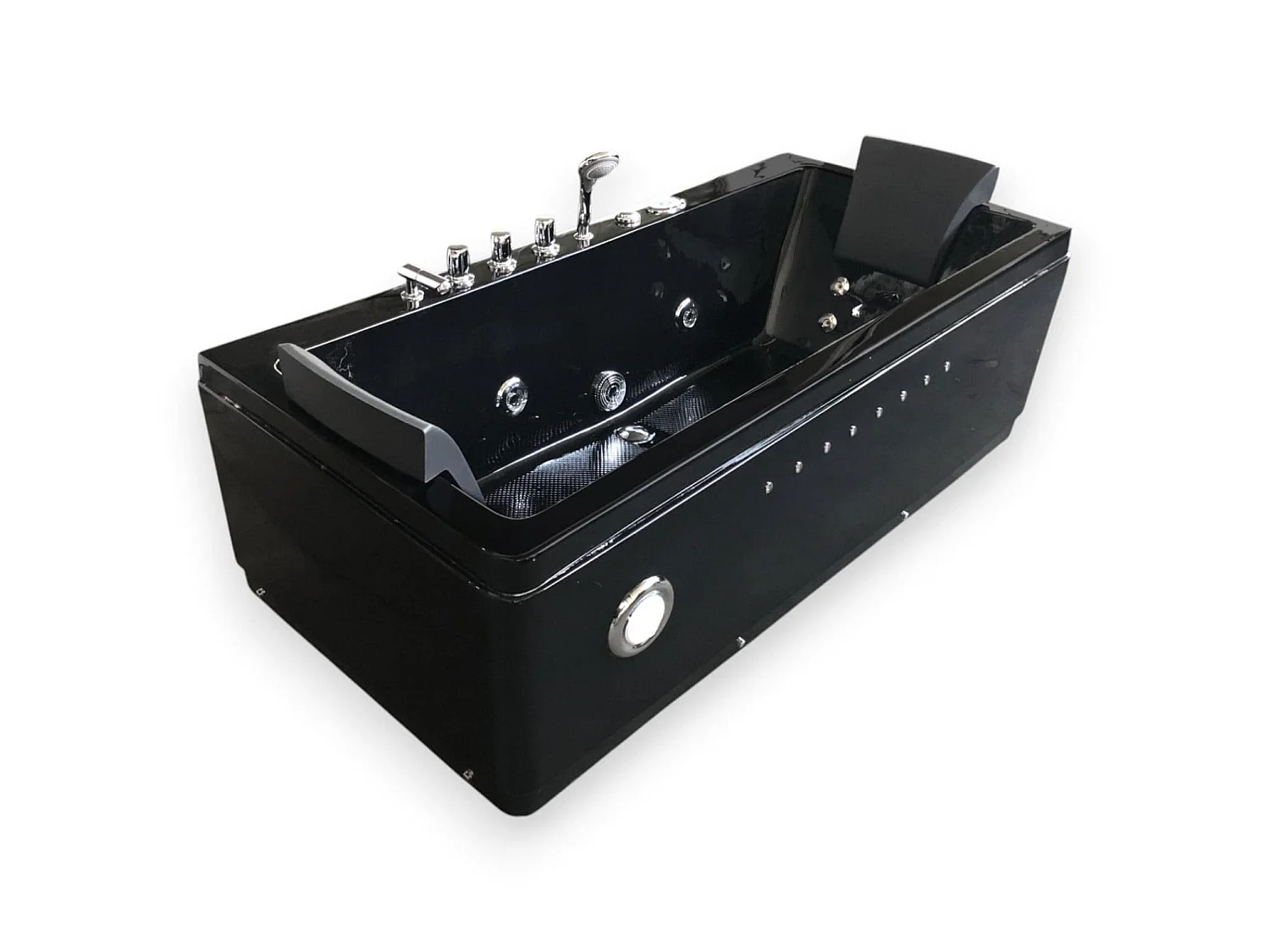 Baignoire Balnéo Noir 180 X 85 cm Double Pumpe Air et Eau 20 jets – Rose