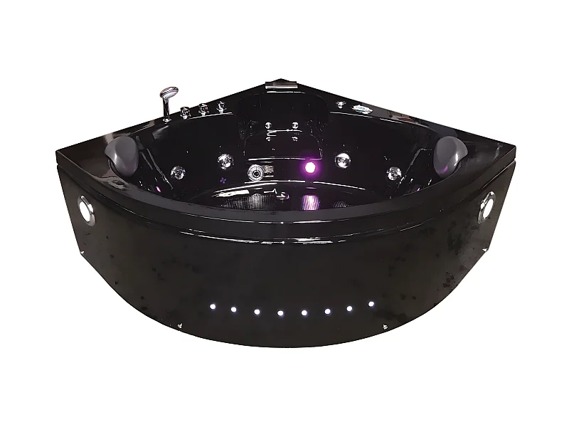 Whirlpoolbadewanne 150 x 150 cm Schwarz Chromotherapie 14 Düsen - Verbena