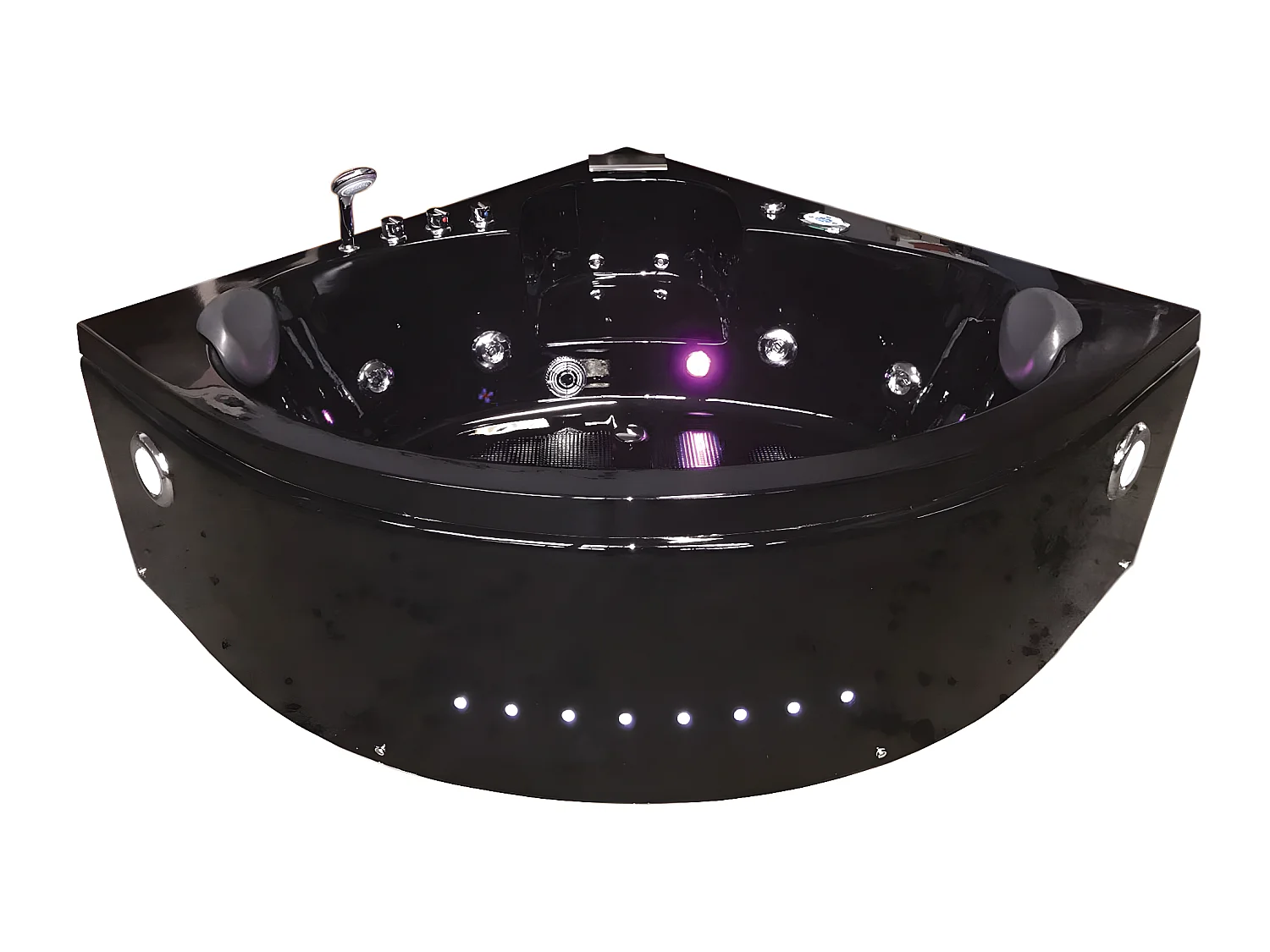 Whirlpoolbadewanne 150 x 150 cm Schwarz Chromotherapie 14 Düsen - Verbena