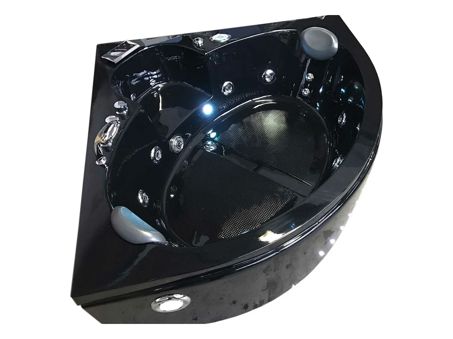 Whirlpoolbadewanne 150 x 150 cm Schwarz Chromotherapie 14 Düsen - Verbena