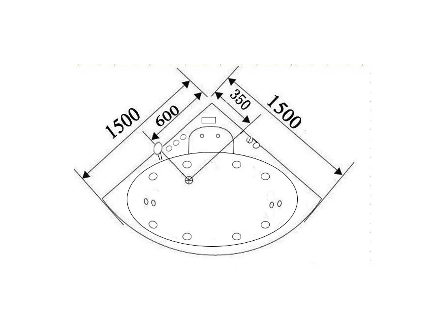Whirlpoolbadewanne 150 x 150 cm Schwarz Chromotherapie 14 Düsen - Verbena