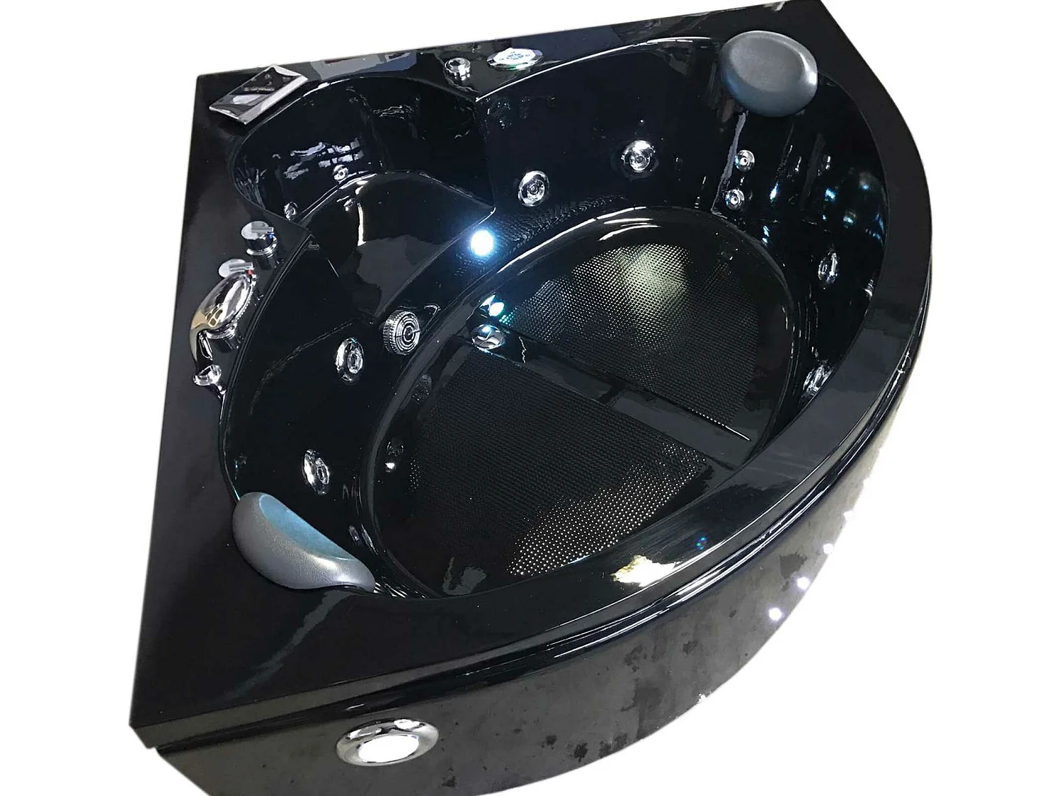 Baignoire Balnèo noir 150 X 150 cm Chromothérapie 14 jets – Verbena