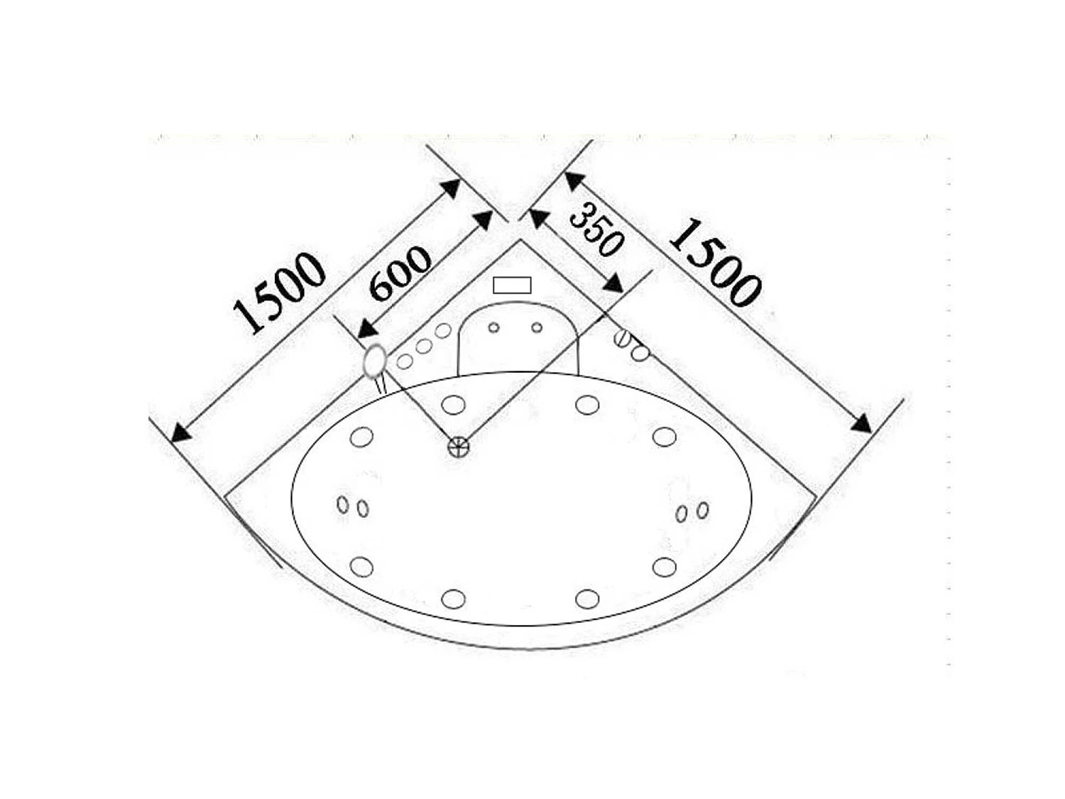 Baignoire Balnèo noir 150 X 150 cm Chromothérapie 14 jets – Verbena