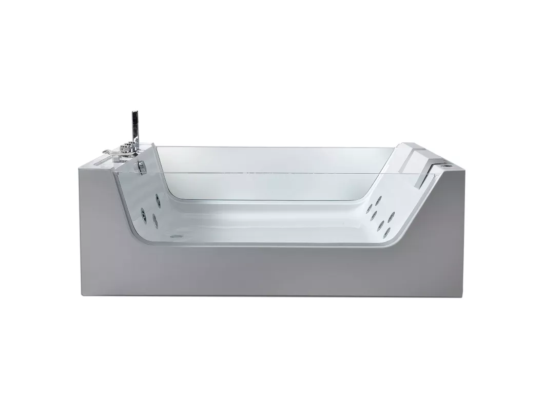 Kauf Unique Whirlpoolbadewanne 170 x 120 cm weiß mit Frontglas 8 Düsen - Gemma