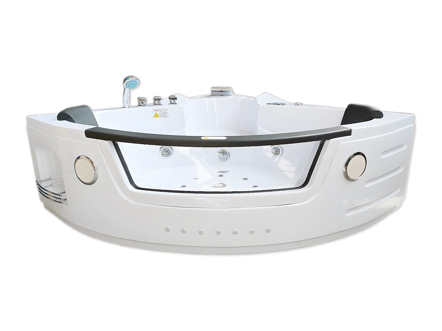 Whirlpoolbadewanne 140 x 140 cm weiß Doppelpumpe 20 Düsen - Camelia