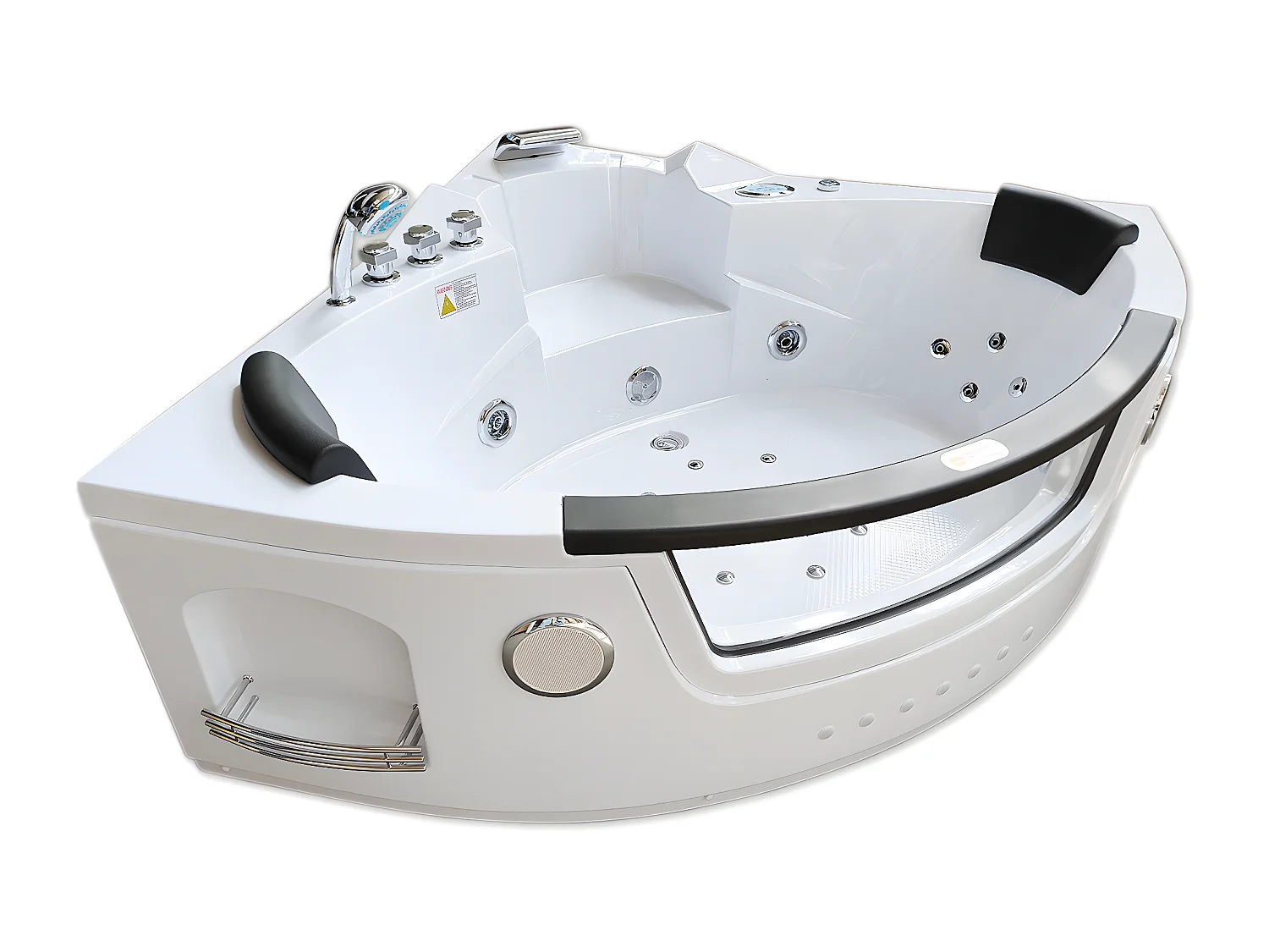 Whirlpoolbadewanne 140 x 140 cm weiß Doppelpumpe 20 Düsen - Camelia