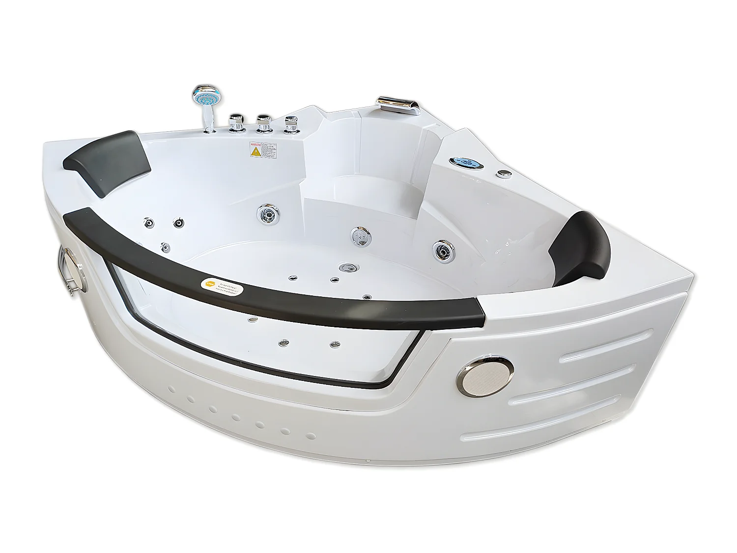 Whirlpoolbadewanne 140 x 140 cm weiß Doppelpumpe 20 Düsen - Camelia