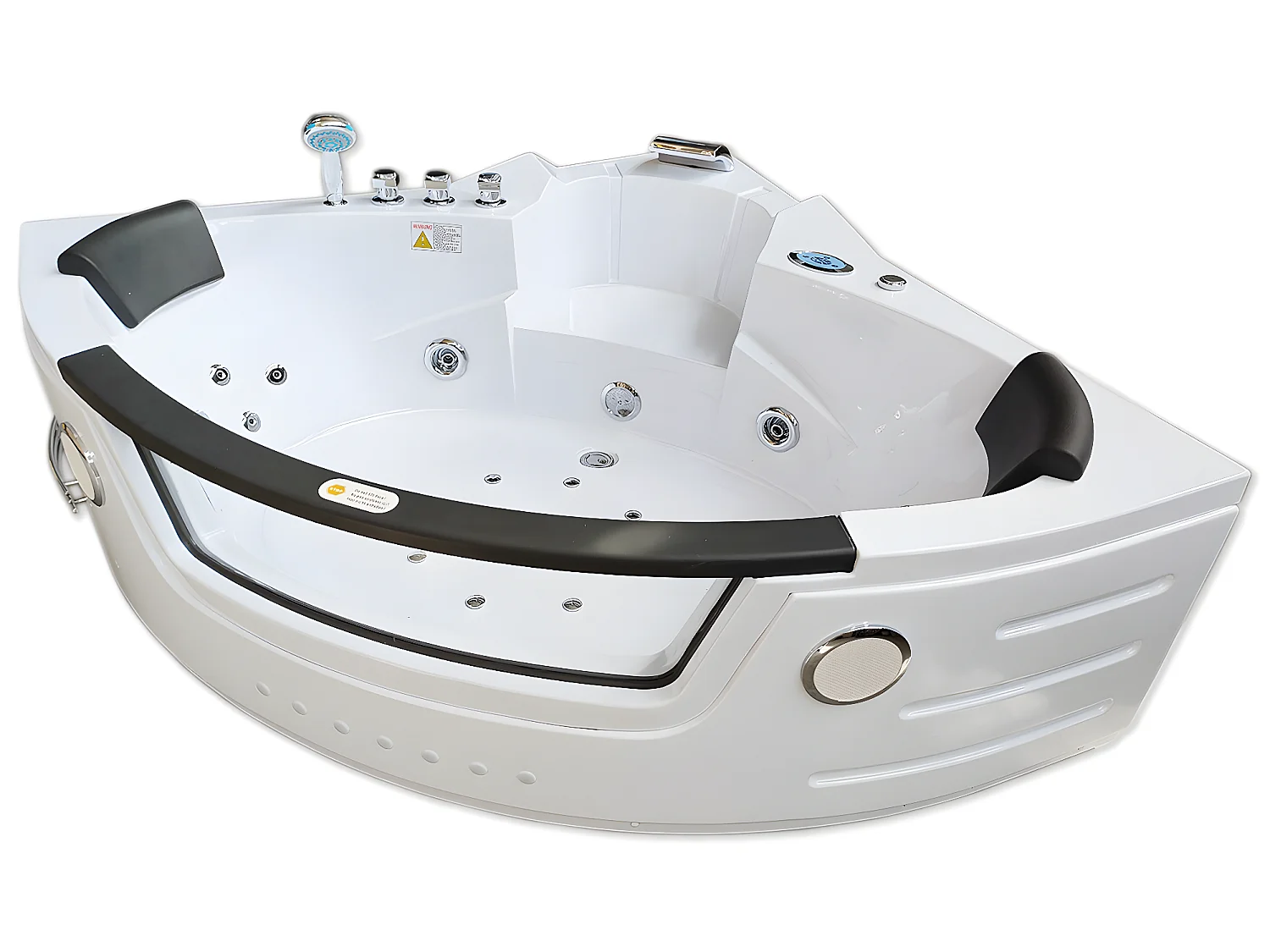 Whirlpoolbadewanne 140 x 140 cm weiß Doppelpumpe 20 Düsen - Camelia