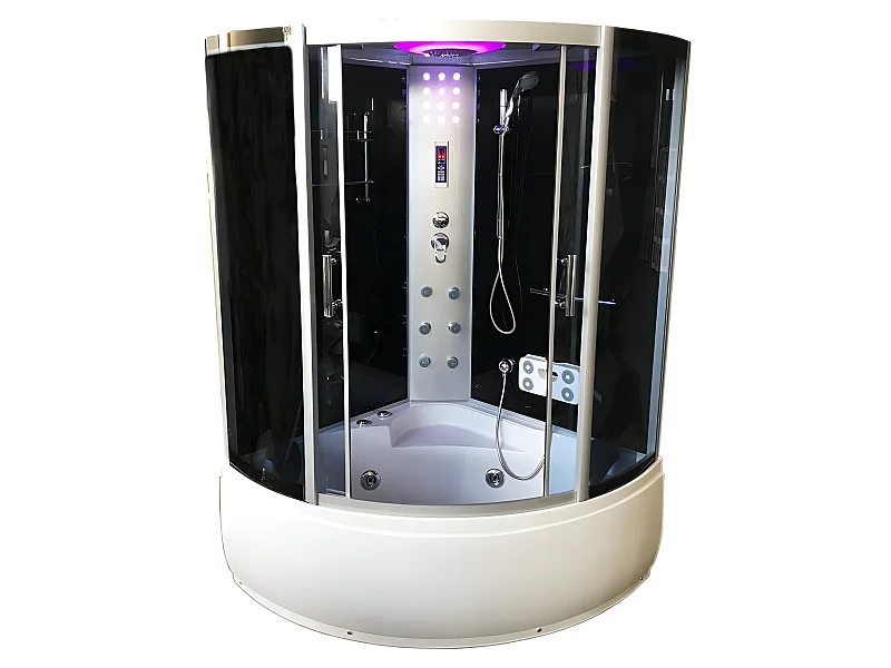 Duschbadewanne Weiße 130 x 130 cm Chromotherapie - Aster