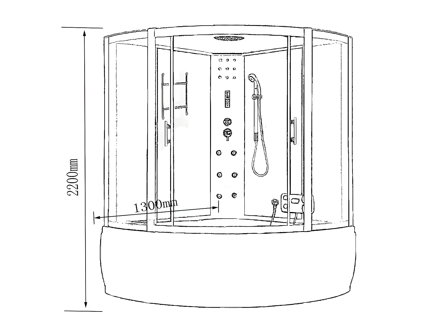 Baignoire-Douche hydromassagehoek Chromotherapie 130 x 130 cm - Aster