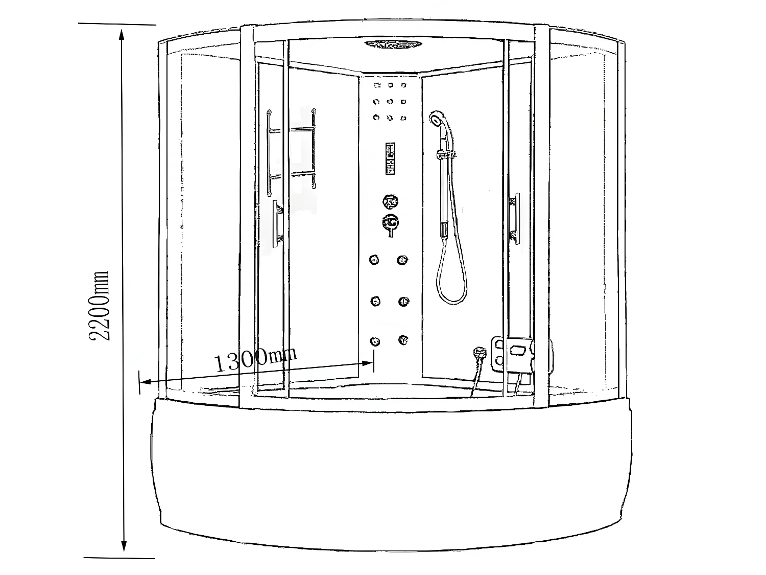 Baignoire-Douche hydromassagehoek Chromotherapie 130 x 130 cm - Aster