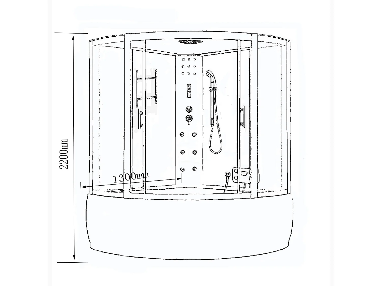 Baignoire-Douche hydromassagehoek Chromotherapie 130 x 130 cm - Aster