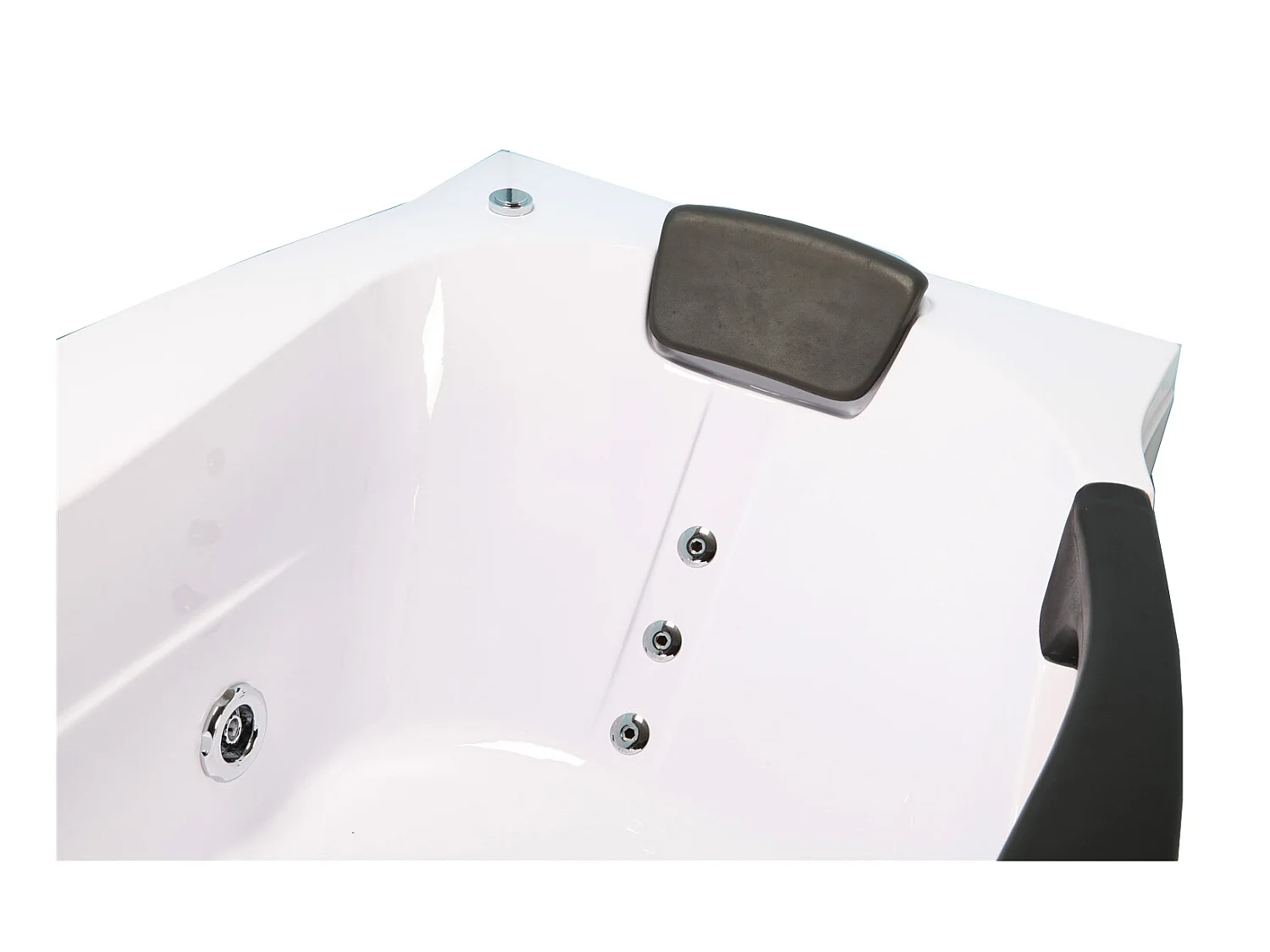 Whirlpoolbadewanne 180 x 96 cm weiß mit Frontglas 9 Düsen - Jasmine