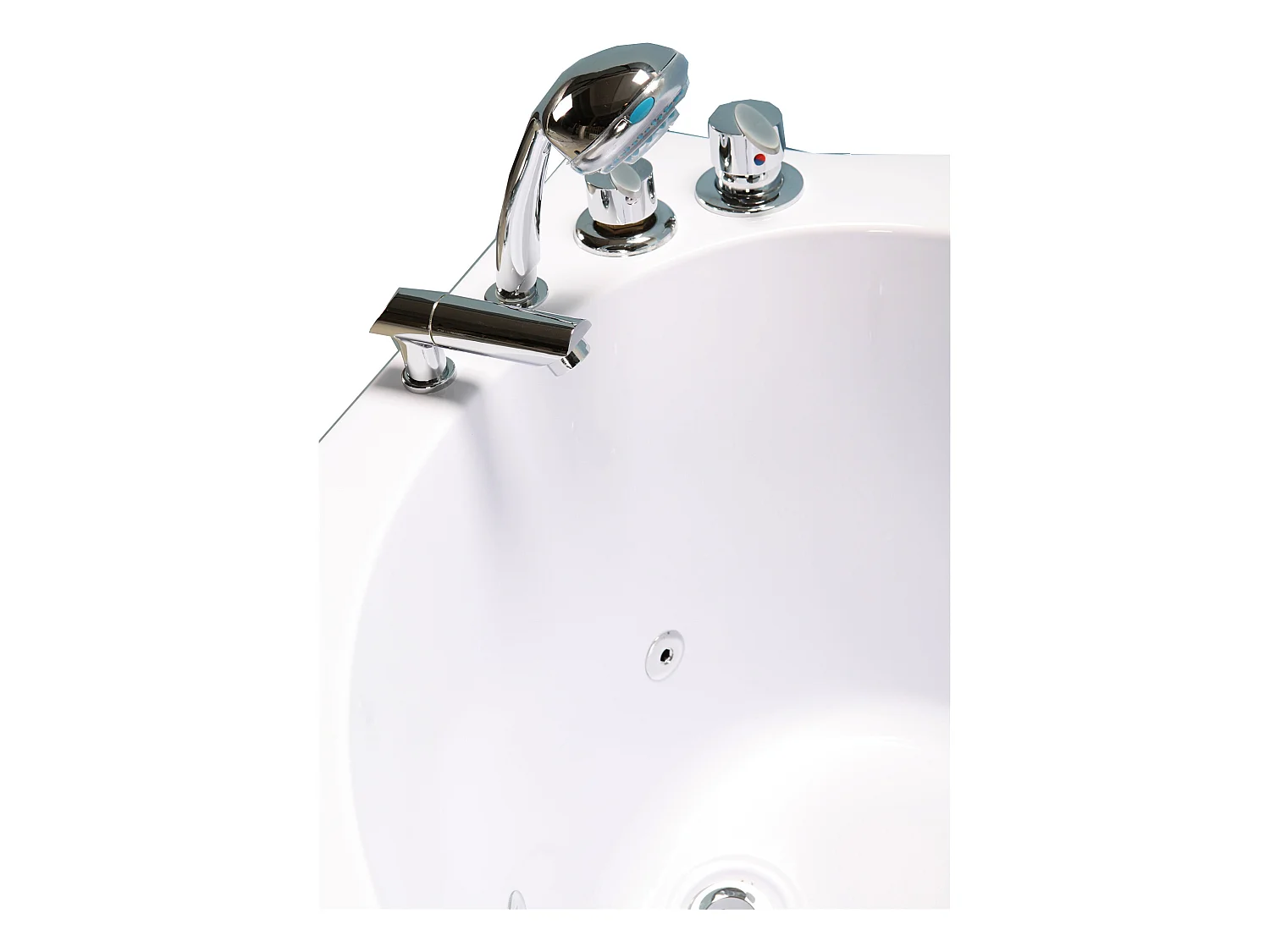 Whirlpoolbadewanne 180 x 96 cm weiß mit Frontglas 9 Düsen - Jasmine