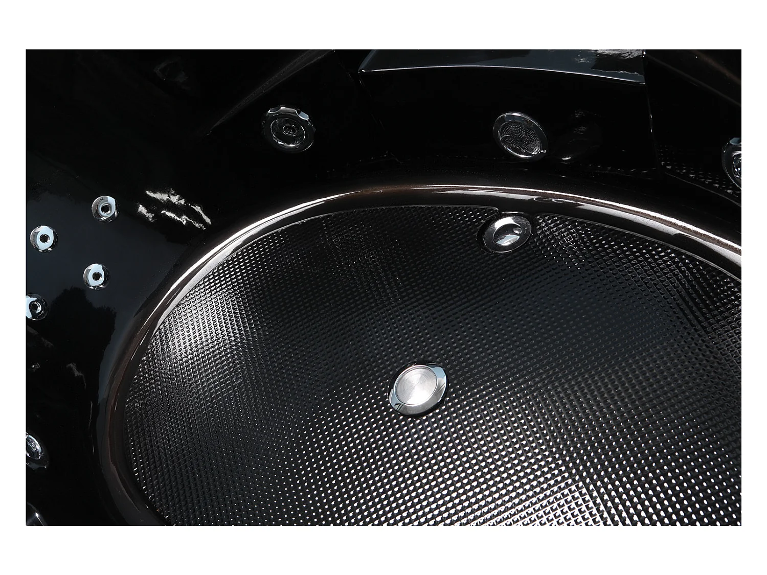 Zwart bubbelbad 140 x 140 cm Chromotherapie 12 jets – Waterlily