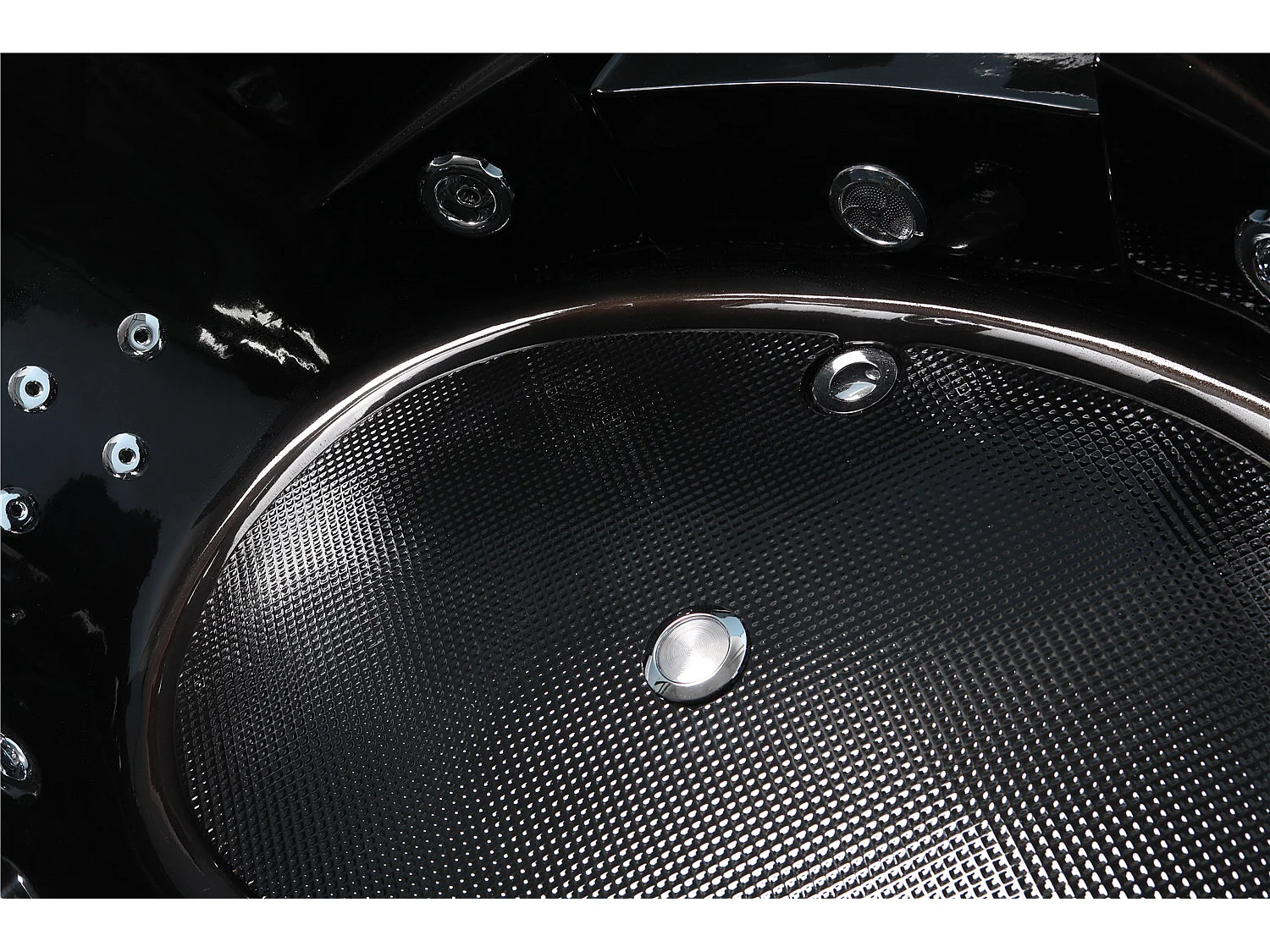 Whirlpoolbadewanne 140 x 140 cm Schwarz Chromotherapie 12 Düsen - Waterlily