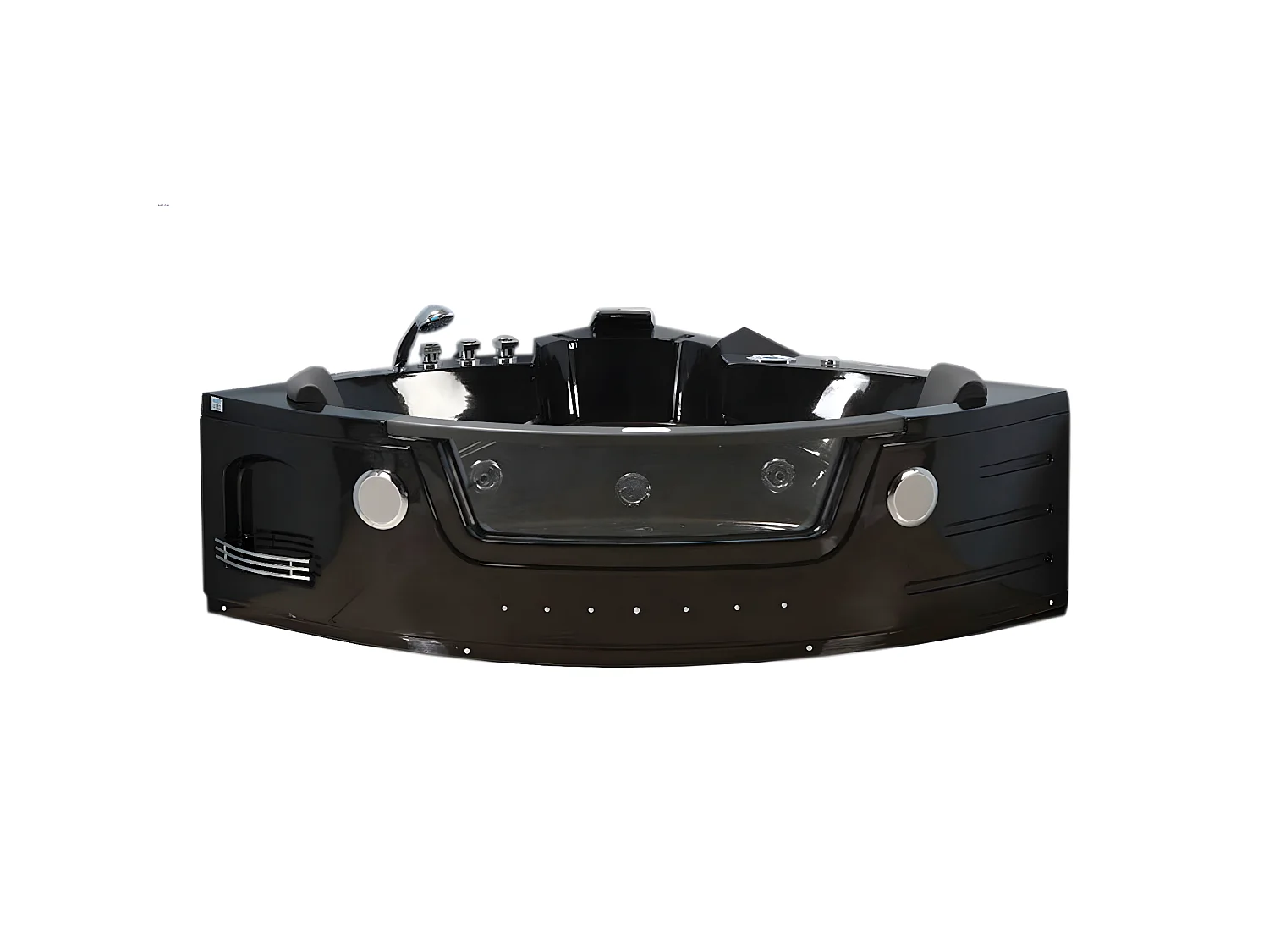 Zwart bubbelbad 140 x 140 cm Chromotherapie 12 jets – Waterlily