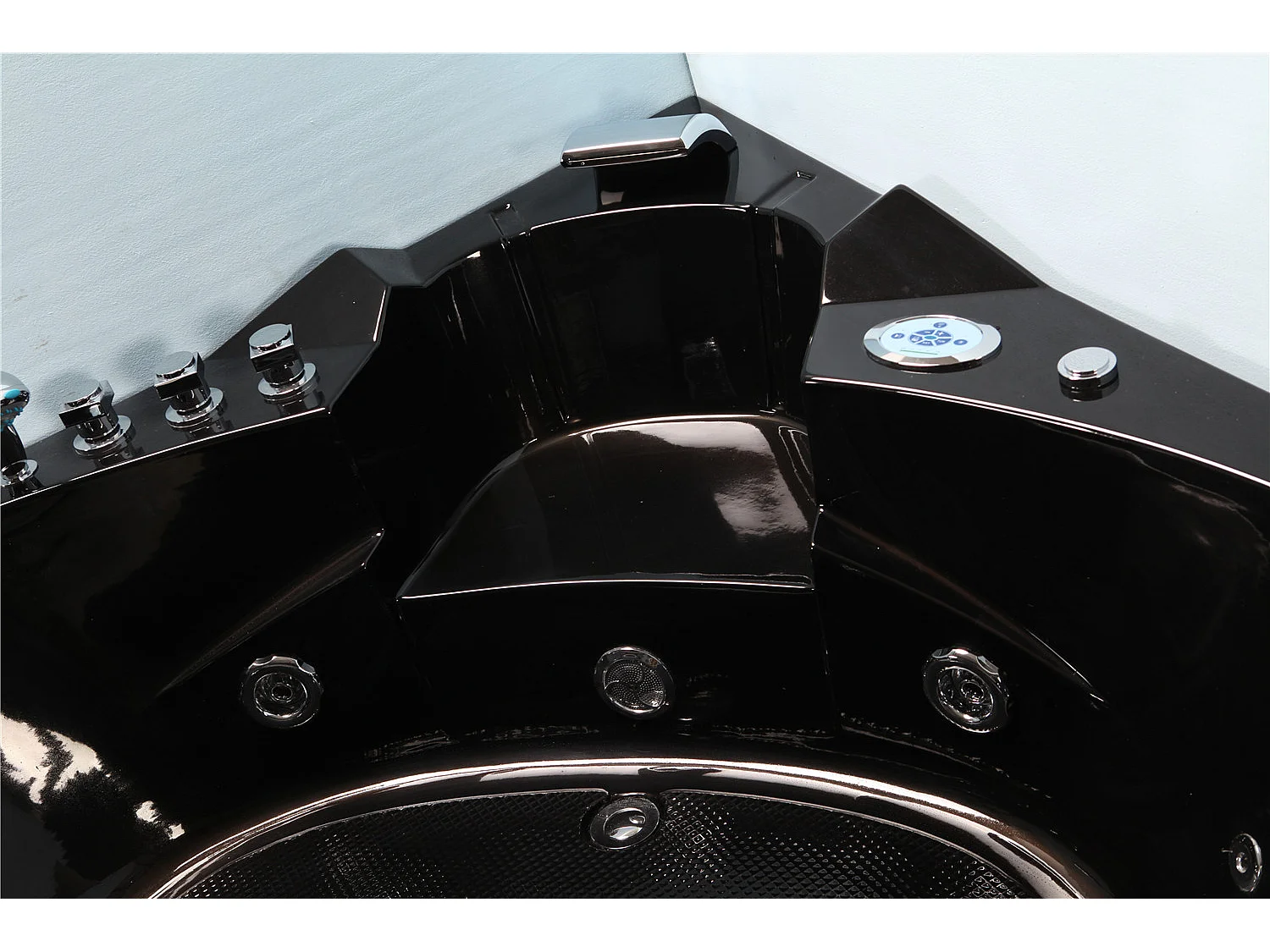 Zwart bubbelbad 140 x 140 cm Chromotherapie 12 jets – Waterlily