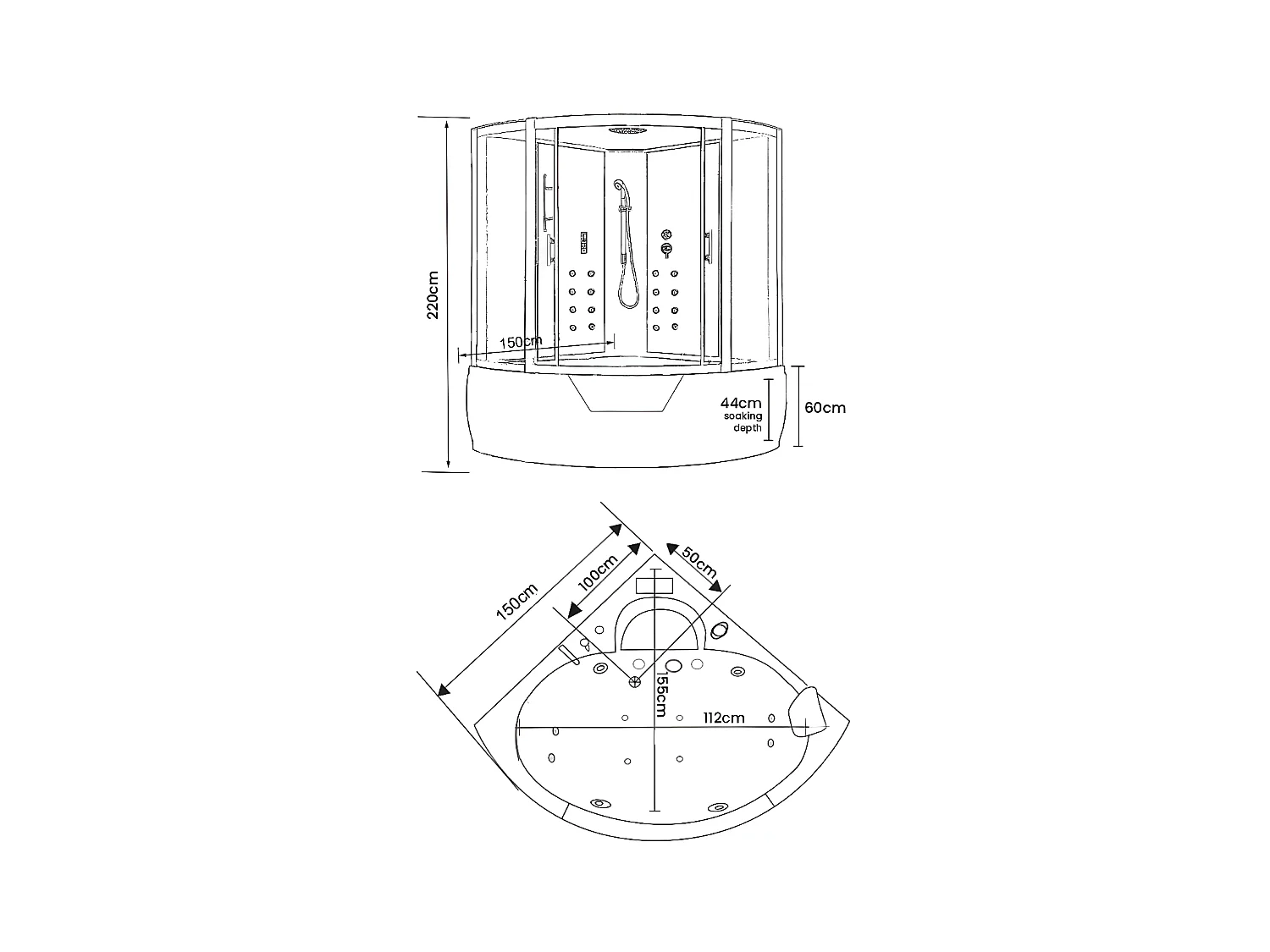 Duschbadewanne Weiße 150 x 150 cm - Narciso