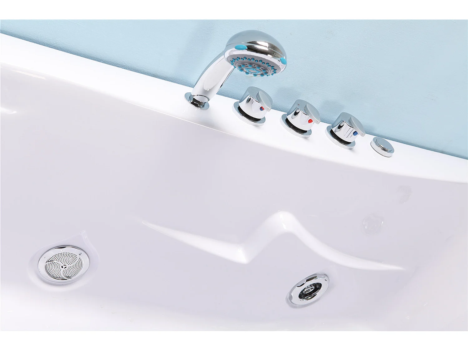 Baignoire Balnèo blanc 180 X 120 cm Chromothérapie 8 jets – Poppy