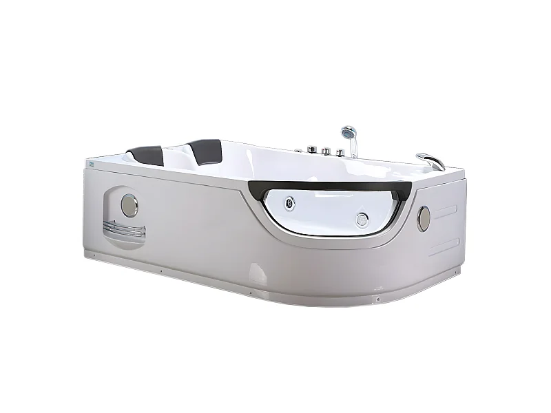 Whirlpoolbadewanne 180 x 120 cm weiß für 2 Personen 8 Düsen - Poppy