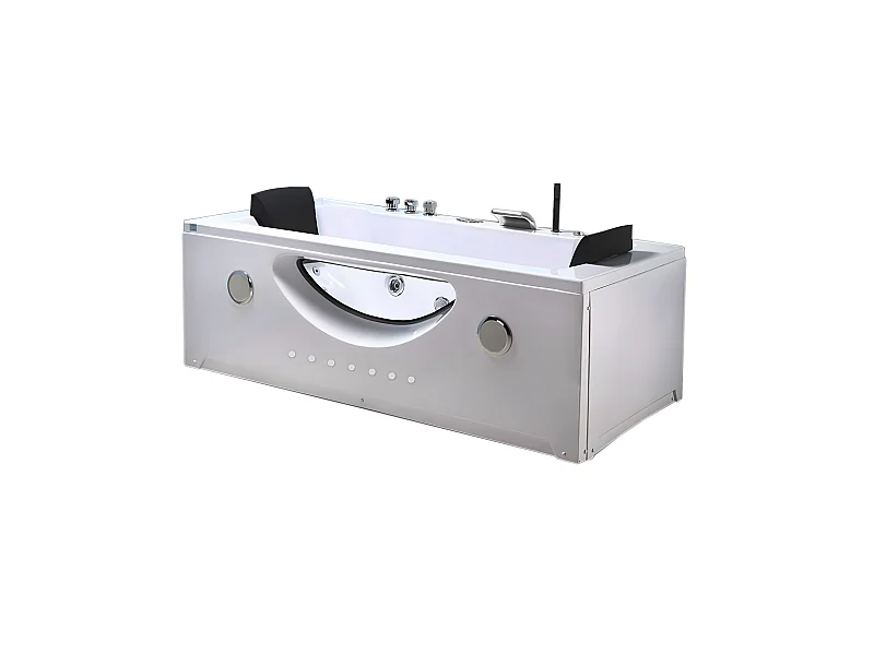 Whirlpoolbadewanne 180 x 90 cm weiß Chromotherapie 16 Düsen - Eden