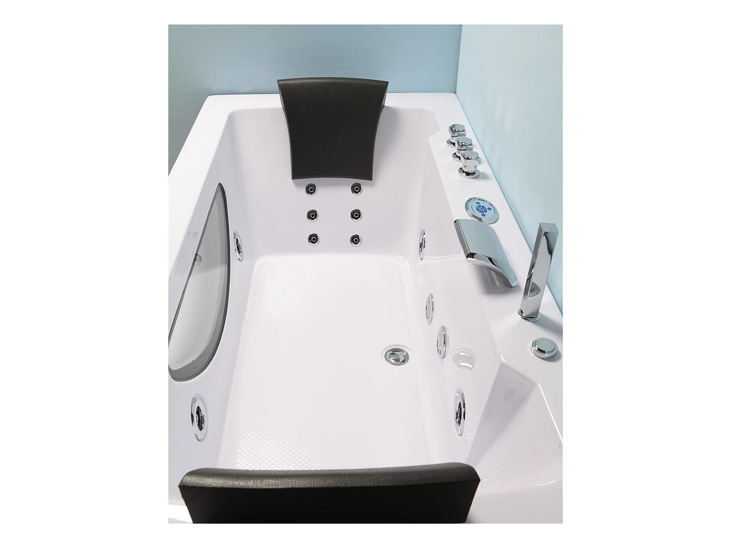 Whirlpoolbadewanne 180 x 90 cm weiß Chromotherapie 16 Düsen - Eden