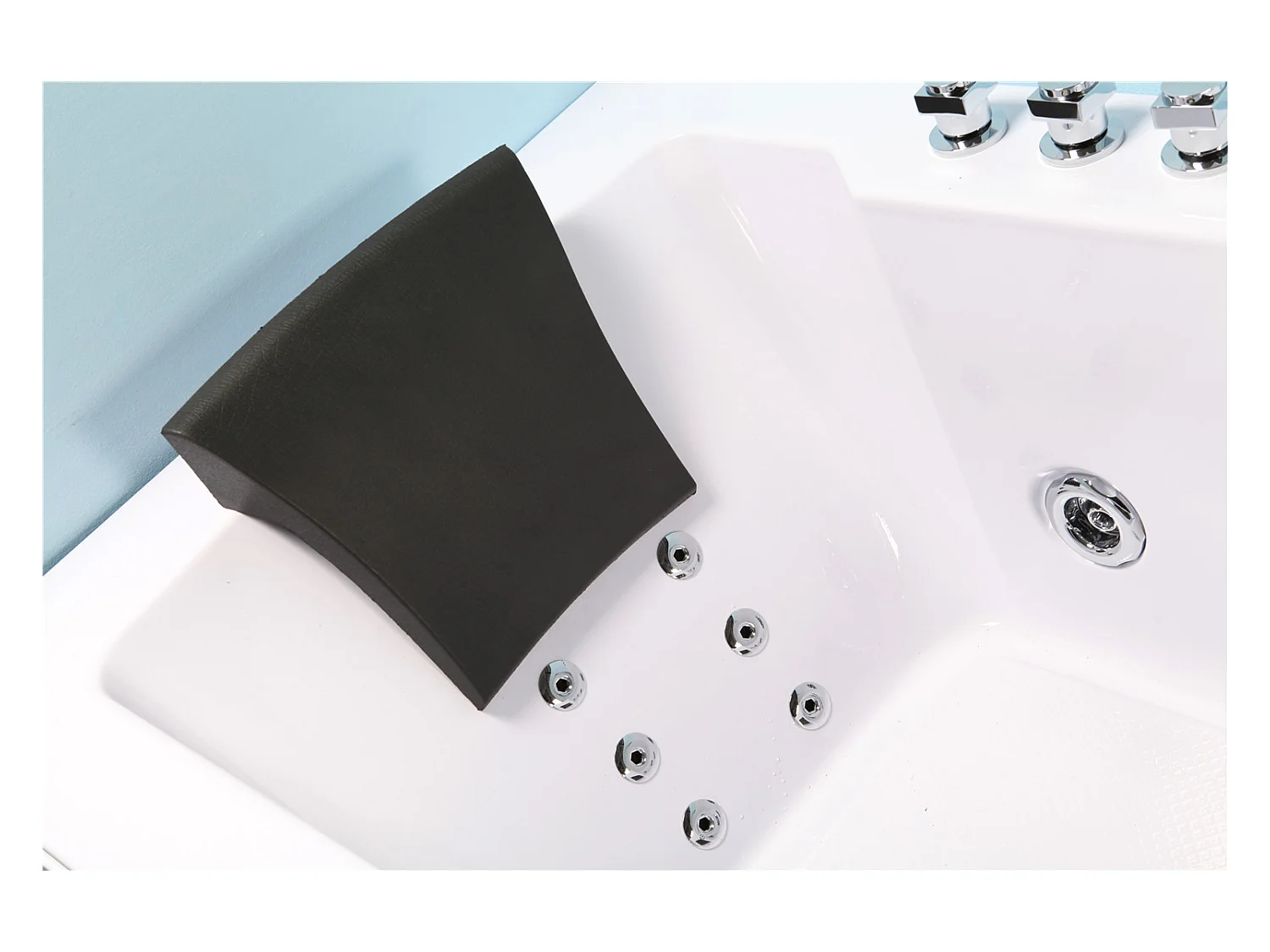 Whirlpoolbadewanne 180 x 90 cm weiß Chromotherapie 16 Düsen - Eden