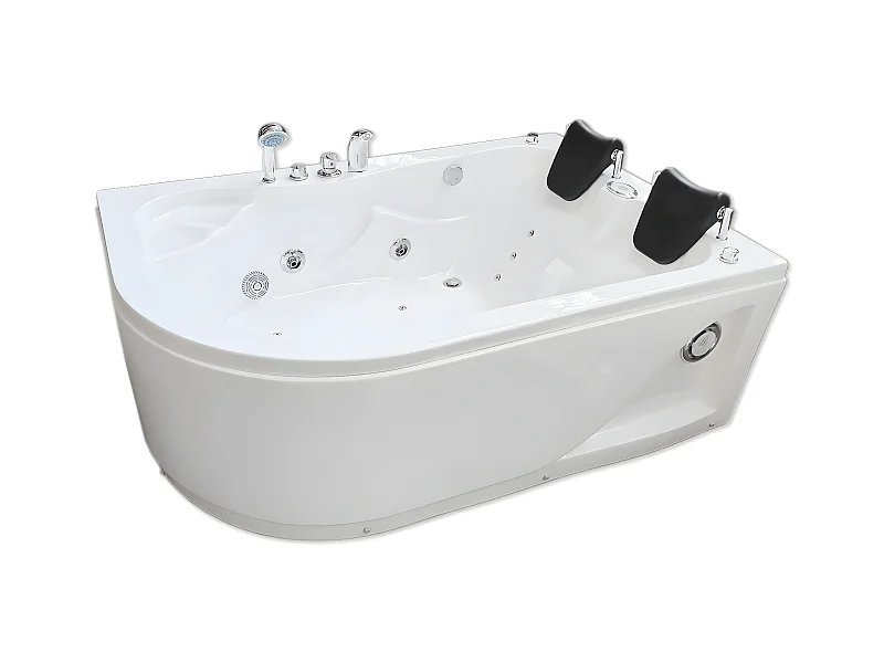 Whirlpoolbadewanne 170 x 115 cm weiß für 2 Personen 15 Düsen - Dahlia