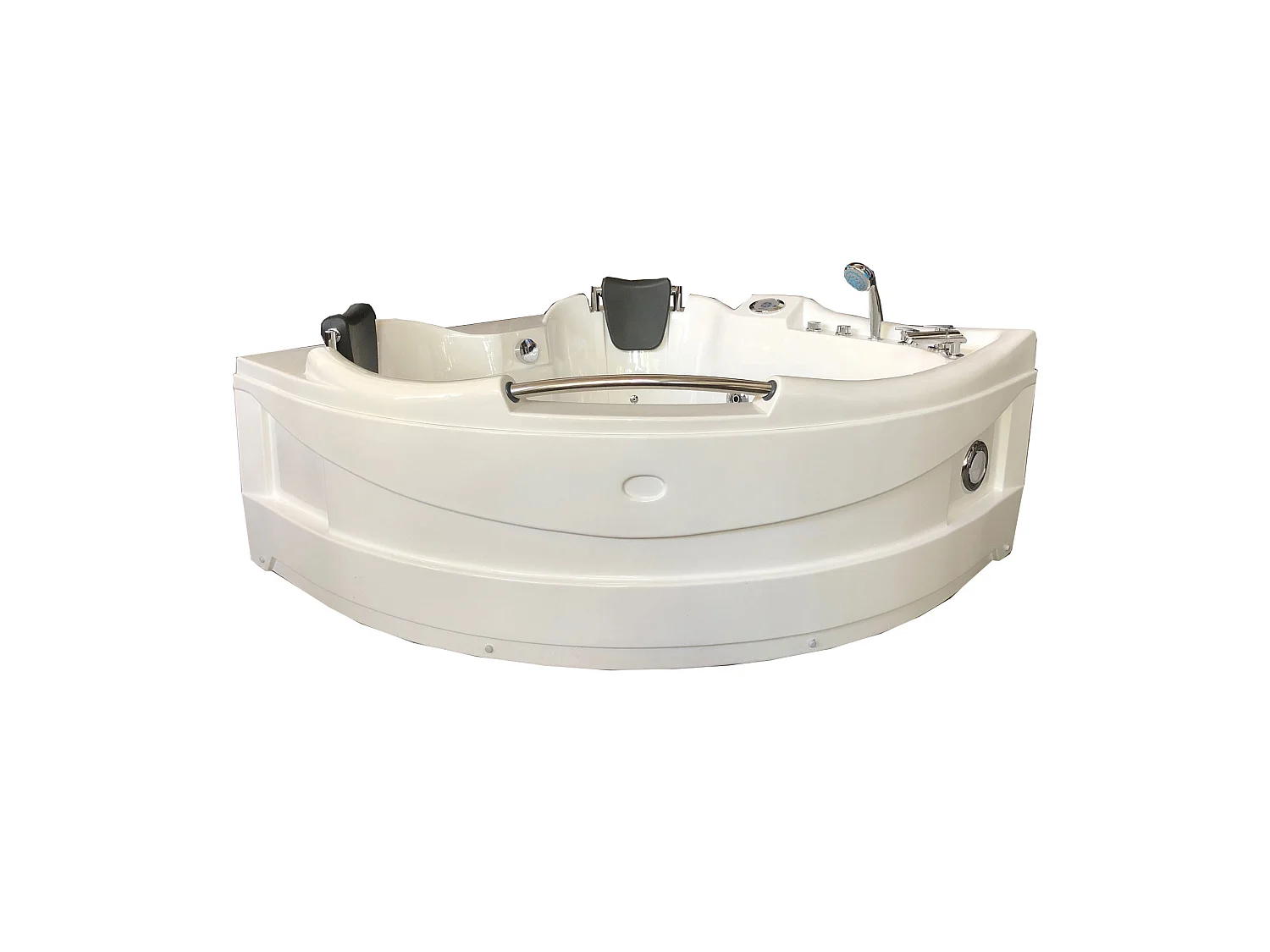 Whirlpoolbadewanne 150 x 150 cm weiß Chromotherapie 9 Düsen - Alyssa